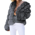 Leather Jacket Women With Fur Ropa TéRmica Para Mujer Winter Coats For Petite Women Fuzzy Cardigans For Women Cropped Fax Fur Jackets fluffy sherpa sweaters for women(Light GrayLarge)