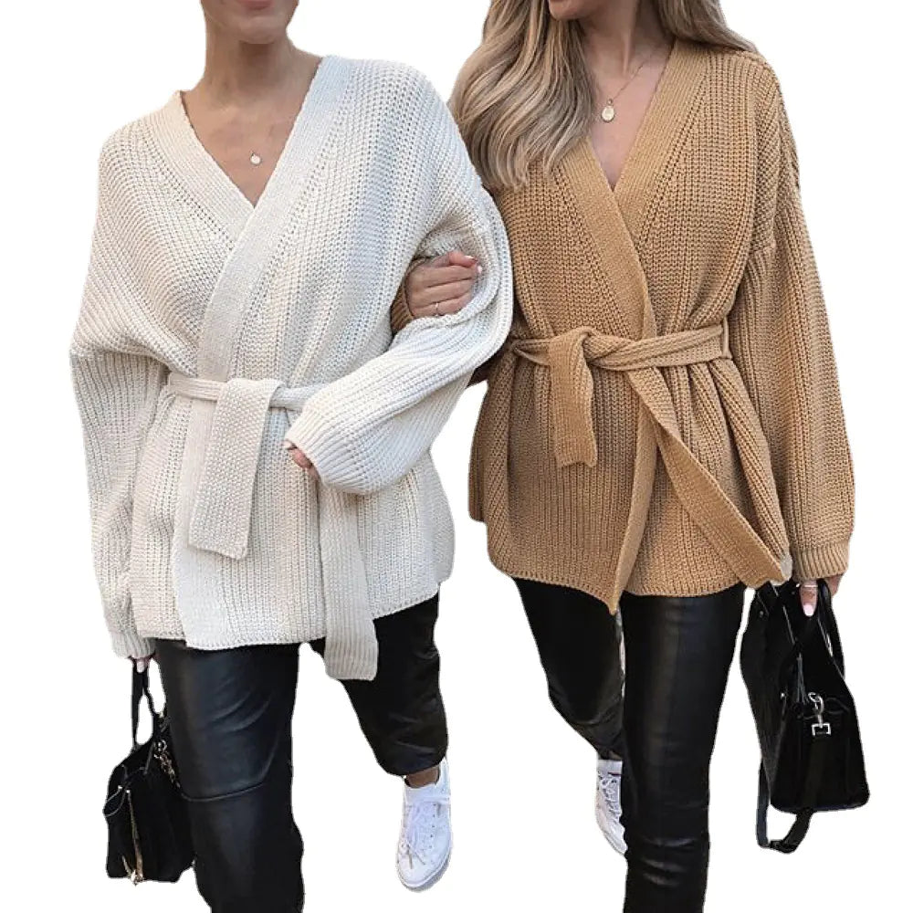 Autumn Winter Women's Chunky Knit Cardigan Robe
