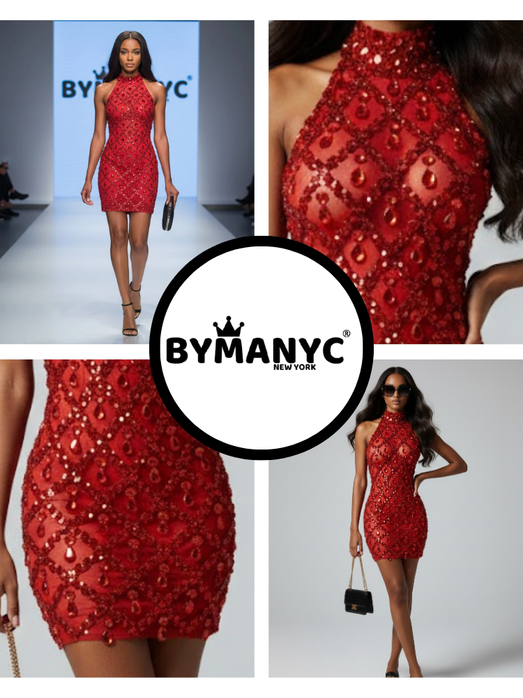 Red Mini Party Dress Times Square: Prêt-à-Porter Line BYMANYC ® New York