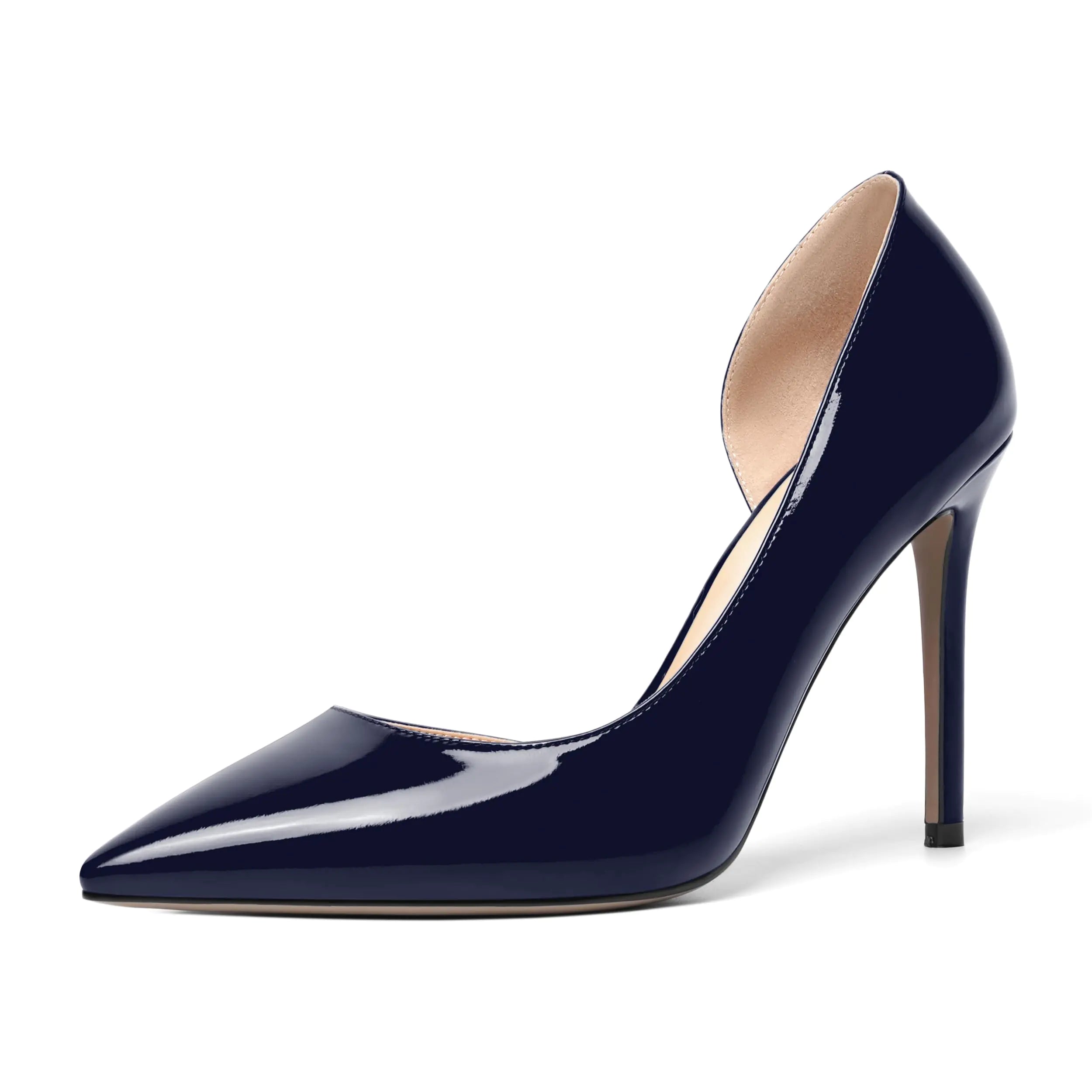 ROSERWISH Womens Patent Evening Pointed Toe High Heel Sexy 4 Inch Stiletto Slip On Pumps Shoes Navy Blue Size 8 - Zapatos de Tacon de Mujer
